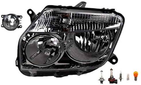 Johns, Scheinwerfer Halogen Front passend für Dacia Duster 04/2010-12/2013 H7 H1 Links + Nebelscheinwerfer + Leuchtmittel