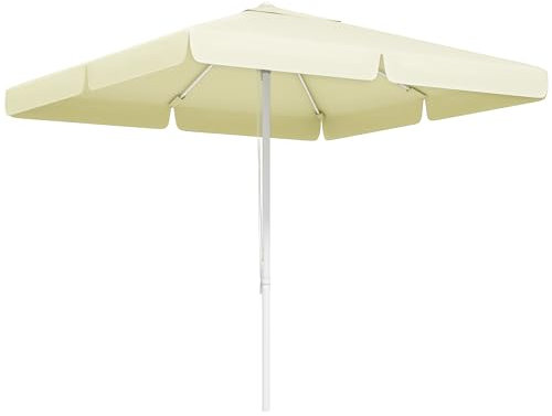 Outsunny Ombrellone da Giardino da 2.5 m ad Altezza Regolabile 2 Livelli con Presa d'Aria, Ombrellone per Esterni in Alluminio, Metallo e Poliestere, Bianco e Beige