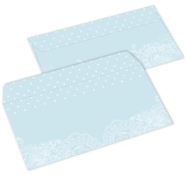 10 Briefumschläge DIN lang hochwertiger beidseitiger Bilderdruck Post Motiv Ornament Kuverts ohne Fenster haftklebend mit Abziehstreifen beidseitig beschreibbar und bedruckbar