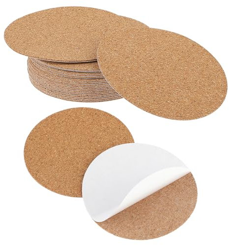 Gjinxi Selbstklebende Korkuntersetzer 20 Stück runde Aufkleber abziehbare Polsterung Keramik-Trägerblätter Pads Bastelbedarf passend für Wandmatten Fliesen Untersetzer DIY-Glasbecher