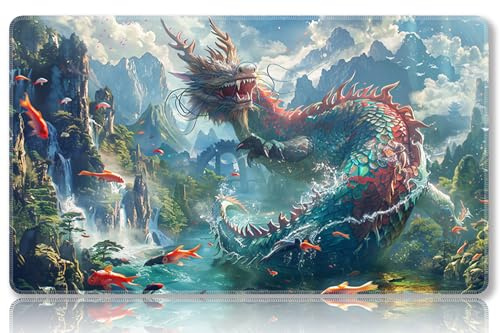 Mipikel Tapete de juego para MTG, tapete de juego con zonas, tamaño 24 x 14 pulgadas, TCG y tapete de juego de mesa para tarjetas, bolsas de almacenamiento gratis, alfombrilla de mouse (colorido 16,
