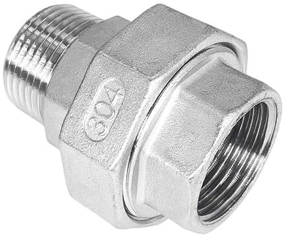 1PCS 304 In Acciaio Inox Giunto di Unione 1/4 3/8 1/2 3/4 1 1-1/4 1-1/2 2 BSP Femmina Maschio Filettatura Cast Tubo di Raccordo (Color : F-M, Size : 1/2)