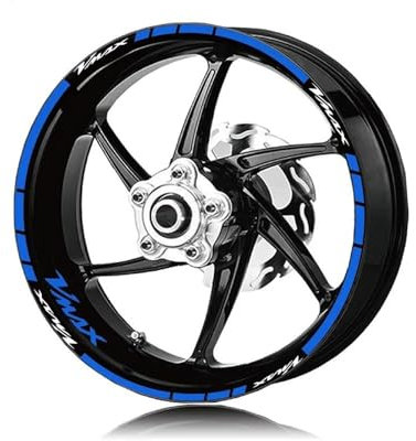 Radform Motorrad-Radaufkleber, Vorder- Und Hinterreifen, Reflektierende Streifen, Kit, Aufkleber, Felgenaufkleber, Wasserdicht, Für VMAX Vmax(Color:Reflective blue)