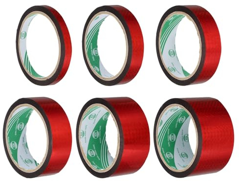 QUARKZMAN 6 Rollen Tape Set 0.4 0.7 0.9 1.2 1.6 2 x 55 Yards DIY Rot | Washi Prism, Holographic Metalized Reflective Tape, für Geschenkverpackung und Dekoration, und Kunsthandwerk