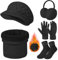 Tuopuda Mütze, Schal & Handschuh-Sets für Damen, Wintermütze Strickschal Winterhandschuhe mit Socken Ohrenwärmer 5 in 1 Set, Beanie Winter Fleece Gefütterte Geschenk für Outdoor Sport, Schwarz