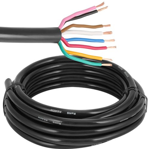 ETUKER Cavo per Veicolo 8 Poli 5M Cavo Elettrico per Rimorchio,Cavo a 7x0.5mm² +1x1mm² Rotondo Cavo per Rimorchi