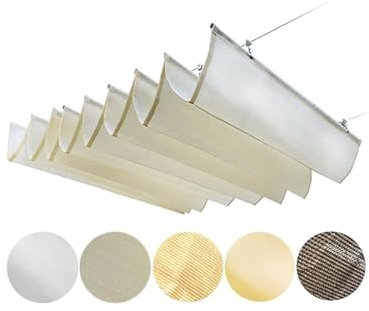 Retractable Wave Shade Sails Patio Shade Cover Replacement Pergola Canopy Shade Wave Shade Cover For Yard Garden Deck With Hardware Wire Cable(1x8m)