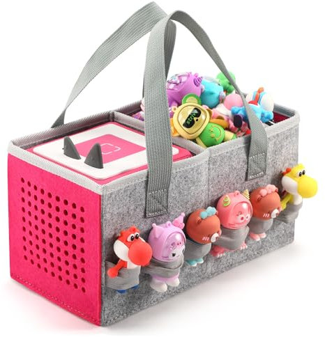 Tasche für Toniebox Starter Set - Aufbewahrungstasche für Figur, Home Outdoor Handtasche für Tonies Audio Player und Puppen Musikspielzeug - Falttasche für Zubehör (Rose)