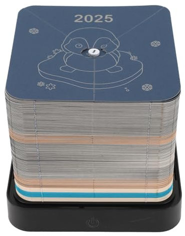 3D-Kunstkalender, Pinguin-Kalender 2025 Notizblock mit Licht, Zeitmesserkalender 2025 Schreibtischkalender Kunsthandwerkliche Dekoration für die Heimschule Büro