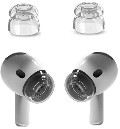 Ersatz-Ohrstöpsel für Airpods 3&4,mit Loch zur Geräuschreduzierung, TPE-Material rutschfest， Ersatz Ohrhörer Ohrstöpsel Softcover für Airpods 4 mit tragbarer Aufbewahrungsbox (Transparent White, S)