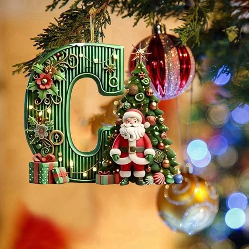 26 English Letter Personalized DIY Christmas Hanging Pendant, Home Party Decor Holiday Wedding Xmas Tree Hanging Decor (C)
