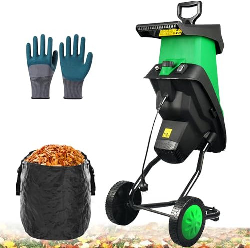Trituratore Elettrico da Giardino da 2400 W, trituratore rapido per Legno con Sacco di Raccolta da 50 Litri, trituratore Multifunzionale per Foglie e Rami, per detriti da Giardino, Foglie, Rami