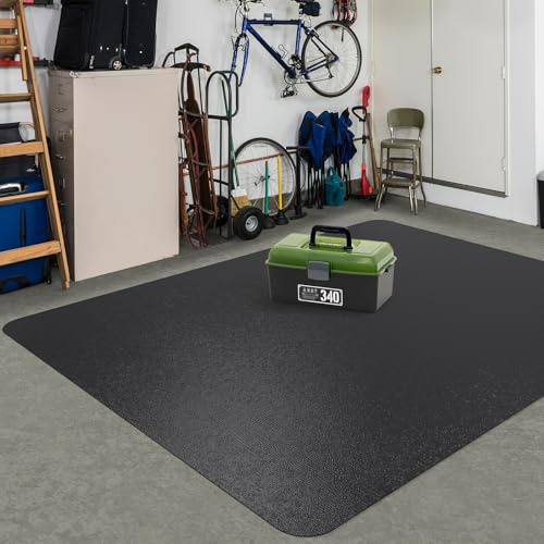 ZPAI Area Floor Mat for Home, 4'×6' Large Black No Slip Waterproof Vinyl Area Rug for Under Dining Room Table, Spill Resistant Hard Floor Protector Cover, Easy Clean Splat Mat for Under High Chair