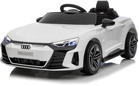 Bonnlo Kinder Elektroauto Audi TT RS e-tron GT, Elektro Kinderauto für Kinder mit 2,4 GHz Fernbedienung, Batterie 12V - 4.5AH, Weiß