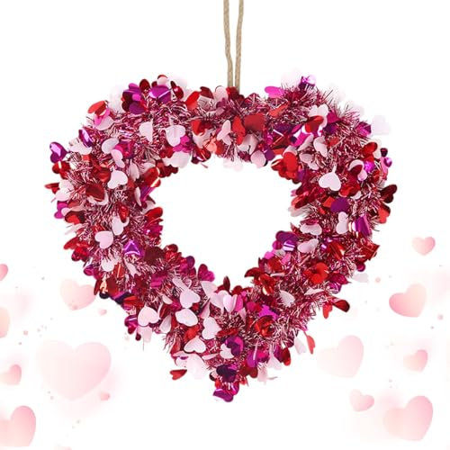 Corona Artificial Floral, Decoración De Pared De Corazones, Corona de flores reutilizables Corona de corazón, Guirnalda artificial portátil, decoración navideña, adorno de corona en forma de corazón p