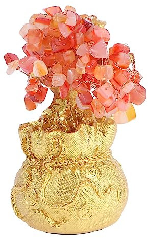 IMIKEYA Natürlicher Kristallbaum 19 cm Im Bonsai Stil Feng Shui Geldbaum Für Glück Und Reichtum Perfektes Zur Hochzeit Oder Geburtstag Stilvolle Heimdekoration Rot