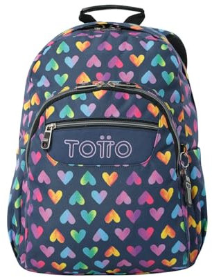 TOTTO - Mochila Escolar Adaptable a Carro, Modelo Acuareles, Capacidad 20 L, Bolsillo para Pc 14, 2 Bolsillo Botella, Espaldar Ergonómico con Flujo de Aire, Cómodas Correas en S, Estampado Latty