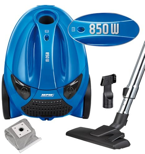 MPM Staubsauger mit Beutel MOD-53-1,5-Liter-Staubbeutel 850W - Reichweite 6,5 m - für Teppich und Hartböden