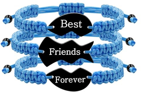 Zircobic 3-teiliges personalisiertes Herz-Puzzle-Armband-Set, exquisite handgewebte verstellbare Armbänder, lasergravierte Edelstahl-Freundschaftsschmuck