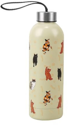 ECO CHIC Reusable Thermal Bottle Stainless Steel Leakproof Insulated Water Bottle (Beloved Cats Beige)