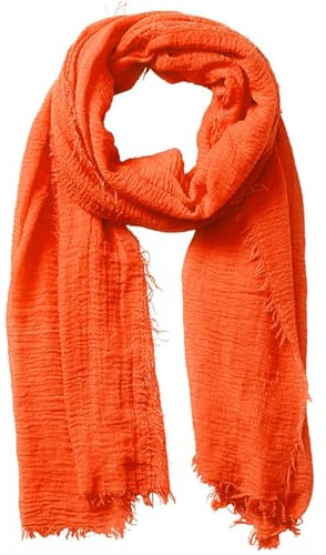 2025 - Weicher Damen-Schal im Vintage-Stil, einfarbig, mit Fransen, Langen Kanten Mütze Schal Set Junge Gelb (Orange, One Size)