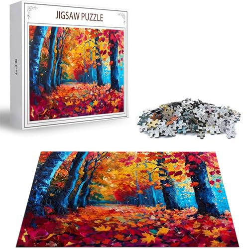 Puzzle 100 Teile Herbst Puzzle Erwachsene, DIY Groß Puzzelmatten, Holzpuzzle für Erwachsene und Kinder ab 12 Jahren Wooden Jigsaw Wald Geschicklichkeitsspiel für Die Ganze Familie, Geschenke D-415