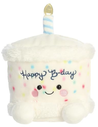 AURORA, 33971, Palm Pals Happy B'day Cake, 20cm, Soft Toy, White