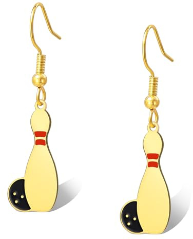 Bowling Ohrringe für Damen Edelstahl Bowlingkugel baumelnde Ohrringe Sport Liebhaber Schmuck Geschenk für Spieler Trainer Fans Frauen Tochter
