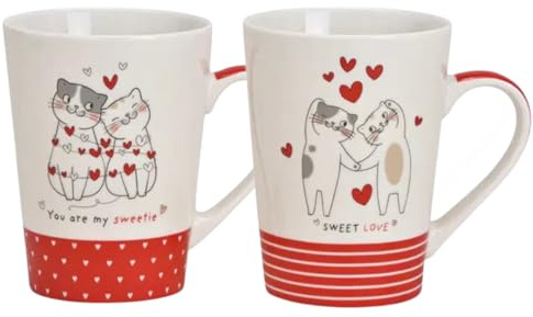 Set di 2 tazze da caffè Jumbo con motivo gatti Sweet Love & You are my Sweetie, 500 ml, XXL, in porcellana, per coppie, amanti dei gatti, idea regalo per amore e romanticismo