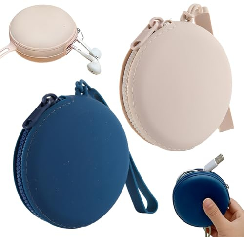 EIYVUAL funda protectora para auriculares, 2 Piezas mini estuche de almacenamiento para auriculares, funda de almacenamiento con cremallera con carcasa rígida, para Cable USB, Artículos Pequeños