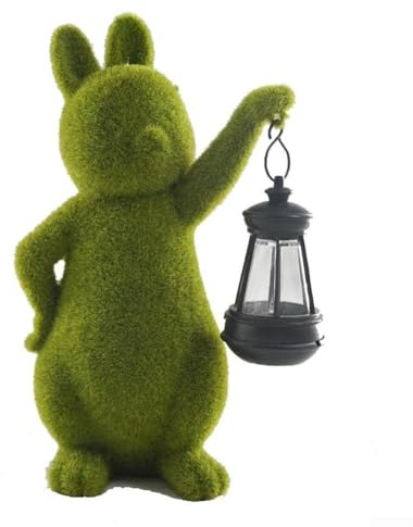 Solar-Hasen-Statue mit eingebautem Sensor, der warmes LED-Licht für 4 bis 6 Stunden aktiviert, entworfen für Garten, Terrasse, Balkon und Innendekoration (Solarenergie-Plantin)