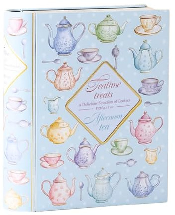 Katsy Style Teatime Treats Biscuit Tin – A Delicious Assortment of Scrumptious Cookies, Perfect for Afternoon Tea or Snacking, Charming Tin for Sharing, 1000g