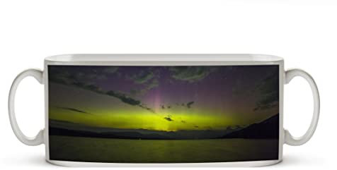 deyoli Aurora Borealis Nordlicht als Motivetasse Panorama 300ml, aus Keramik weiß, wunderbar als Geschenkidee oder ihre Neue Lieblingstasse