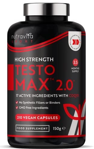Nutravita Aumenta Testosterona Hombre Natural - Zinc, Extracto De Raíz De Maca, Fenogreco, Ginseng - 120 Cápsulas Vegetales - Potenciador del Deseo - Rendimiento Muscular Vigorizante