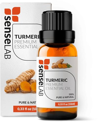 SenseLAB Aceite Esencial de Cúrcuma - Aceite de Cúrcuma Natural 100% Puro de Grado Terapéutico para Difusor de Aromaterapia y Humidificador - Aceite para el Cuidado del Cabello y la Piel (10 ml)