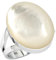 Jeweloporium Silberring aus weißem Perlmutt, Größe 59 (18,8), 925er Sterlingsilberring für Damen, echter klobiger ovaler Stein, Boho-Schmuck