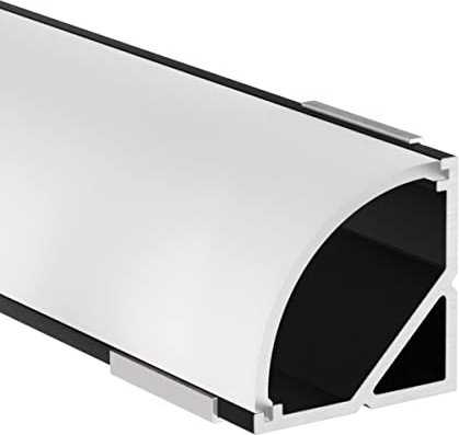 Alumino Weser Profilé en aluminium LED noir, 200 cm, profilé d'angle, couvercle opale, pour bandes LED de 12 mm, 2 m
