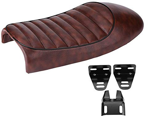 Motorrad Sitz Sitzsattel Sitzbänke Sitze Motorrad Sitz, Motorrad PU Leder Vintage Cafe Racer Seat Flache Sattelkissen für CG125 GN CG CB400SS(A)