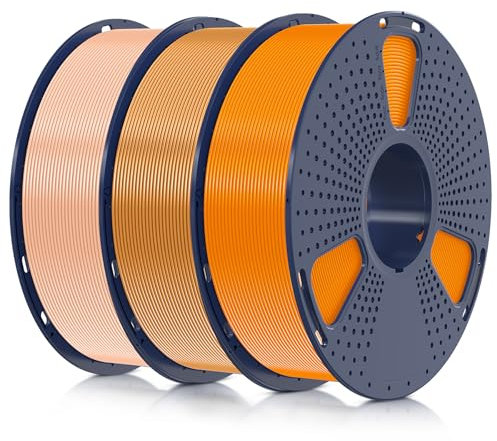 SUNLU 3KG PLA Plus 3D Drucker Filament, PLA+ Filament 1.75mm, Maßgenauigkeit +/- 0.02 mm, 1kgSpule(2.2Pfund), Insgesamt 3kg, PLA Plus Filament (Orange+Kaffee+Beige)