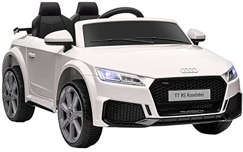 HOMCOM Voiture électrique Enfant véhicule électrique Enfant Audi TT RS 12 V 30 W V. Max. 3 Km/h télécommande 2,4G Effets sonores + Lumineux Blanc