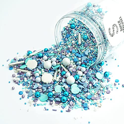Super Streusel Meeresrauschen (180g) | Tortendeko Meer | Blaue Zuckerstreusel Blau für Kuchen Kekse Torte uvm. | Sprinkles Streusel Blau | Zutaten aus der EU | Deko Essbar | Ohne AZO-Farbstoffe (180g)