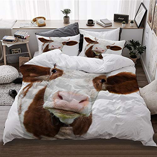 HATESAH Bedding Bettwäsche,Kawaii Kuh,Bettwäsche 135x200cm,Kopfkissenbezug 2(50x80cm)