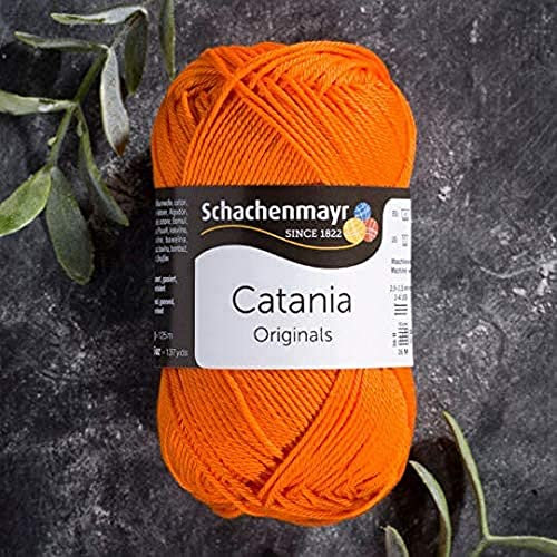 Schachenmayr Catania 9801210-00281 - Handstrickgarn, Häkelgarn, 100% Baumwolle, orange (11,5 x 5,2 x 6 cm)
