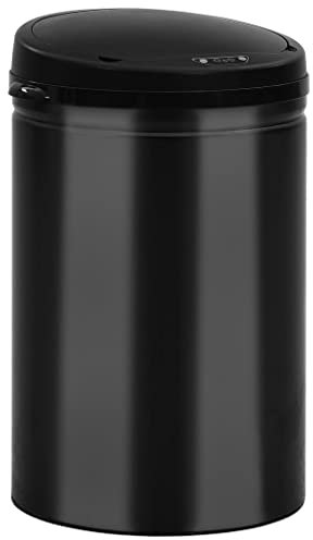 vidaXL Cubo de Basura con Sensor Automático Papelera Reciclaje Barurero Contenedor Baño Cocina Sala de Estar Salón Oficina 30L Acero al Carbono Negro