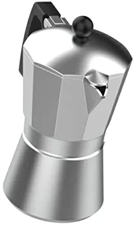 Minimoka 3 - Cafetera italiana, 3 tazas, base y filtro de acero inoxidable, mango ergonómico, válvula de seguridad, cierre de silicona para mayor seguridad, apta para: vitro, eléctrica y gas