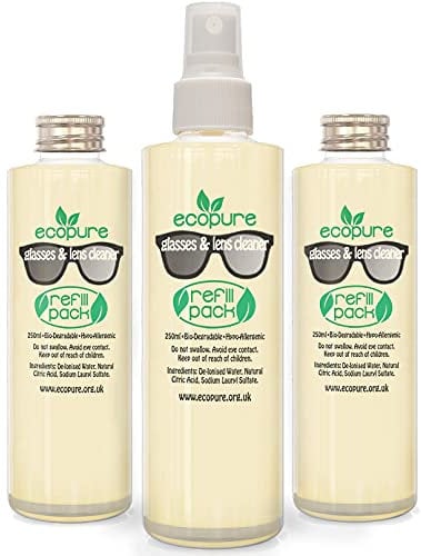 Glasses & Lens Cleaning Fluid Refill - (750ml): Alcohol Free. for Eco Reading Glasses, Sunglasses and Lenses. Top Up Your Spectacle Cleaner Spray and Cloth Kit.
