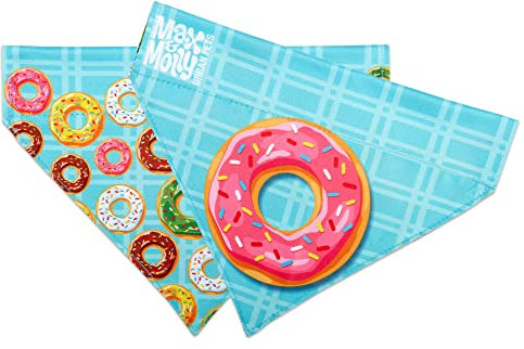 Max & Molly Wende-Halsband aus Stoff für Hunde, weicher Stoff, ohne Binden Design, Kragen gleitet durch obere Schlaufe (Donuts, Medium-Large)