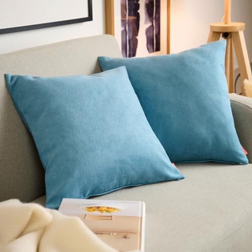 Blumtal Juego de 2 Funda para Cojín de Chenilla - Fundas Decorativas de cojín para sofá con Cremallera Cubierta, Azul, 40 x 60 cm