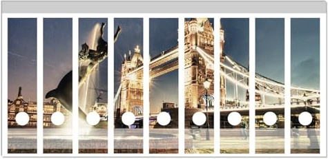 Wallario Ordnerrücken Sticker London - Tower Bridge bei Nacht - Größe 9 Stück, Rückenschilder für 9 breite Ordner, Klebeetiketten