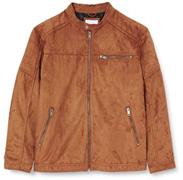 Herren JACK & JONES Kunstleder Jacke Plus Size | Biker Bomber Übergangs Blouson | Übergröße JJEROCKY, Farben:Braun, Größe Jacken:XXL